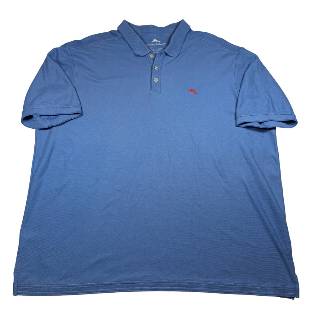 Tommy Bahama Mens 3XL Blue Supima Cotton Blend Emfielder Polo Shirt Short Sleeve
